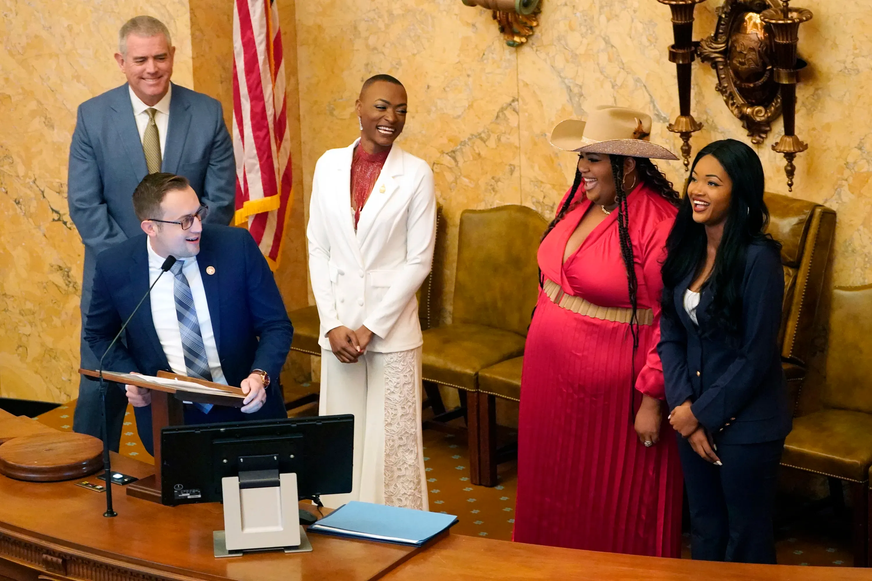 Jansen Owen with colleagues at the Mississippi statehouse